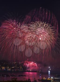Red and Gold Fireworks on Lake Union Washington