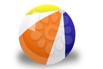 Computer drawing of beach ball on white background 