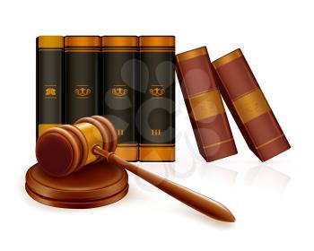 Gavel and books, vector