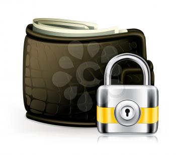 Lock and wallet, vector icon