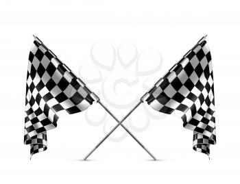 Two crossed checkered flags