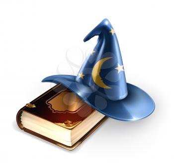 Wizard hat and old book