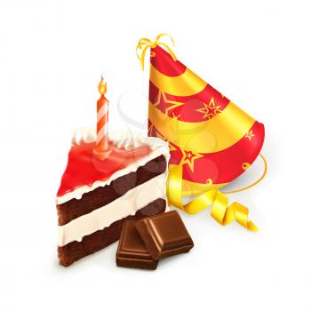 Birthday cake, isolated vector illustration