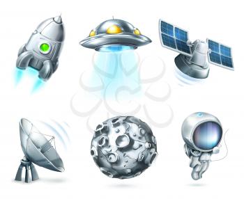 Space, vector icon set on white