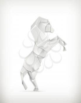 White paper horse, vector origami