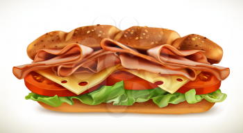 Royalty Free Clipart Image of a Submarine Sandwich