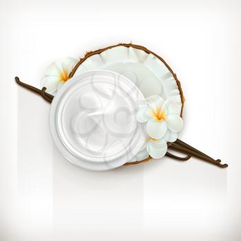 Health and care cream vanilla coconut, vector icon