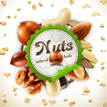 Nuts, vector label