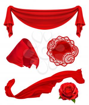 Red cloth, vector illustration set