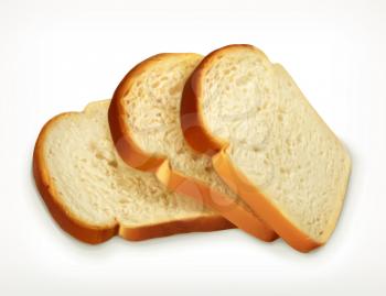 Sliced fresh wheat bread isolated on white background, bakery vector icon