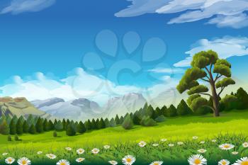 Spring landscape, vector background