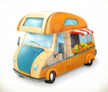 Travel trailer. Camping, 3d vector icon