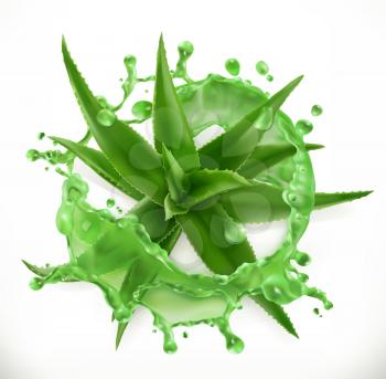 Aloe juice, health and care. 3d vector icon