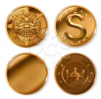 Golden coins. 3d vector icon set