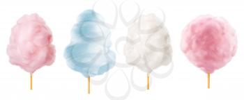 Cotton candy. Sugar clouds 3d vector icon set