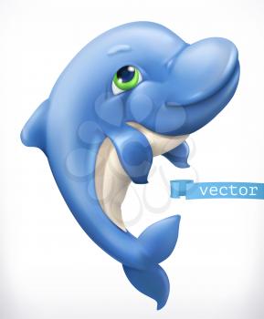 Funny dolphin. 3d vector icon