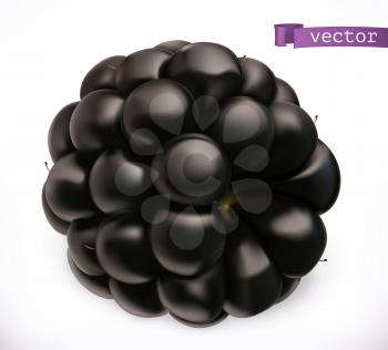 Blackberry. Fresh fruit 3d realistic vector icon