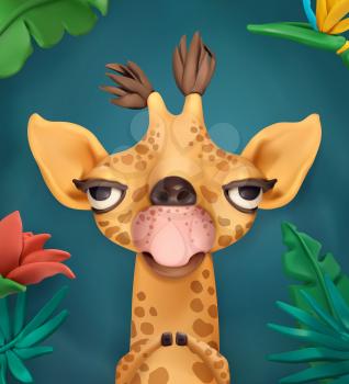 Giraffe cartoon character. Cute animals 3d vector art illustration. Greeting card