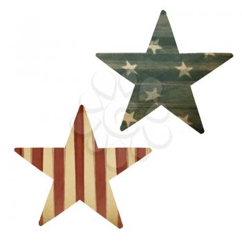 Two stars, American flag themed. Holiday design elements, isolated on white.