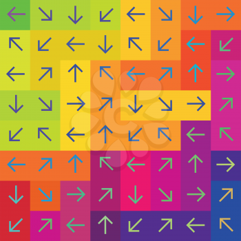Abstract arrows on colorful rectangles background, vector