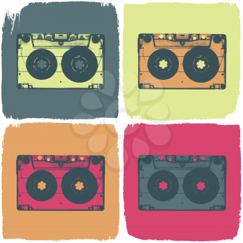 Audio cassette pop-art concept. Vector, EPS8