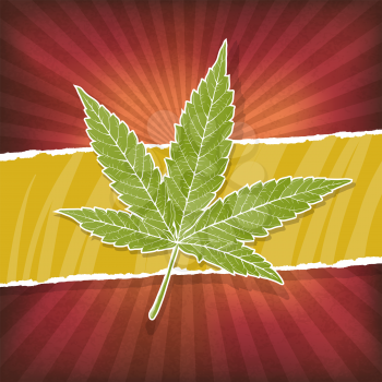 Background with cannabis leaf and rasta colors