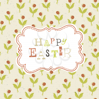 Easter card template with red berry seamless pattern. Vector, EPS10
