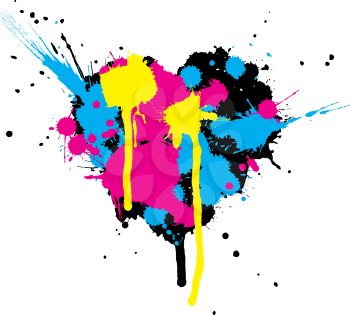 Heart shaped ink stains. Vector illustration