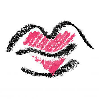 Heart shape on woman lips. Vector illustration