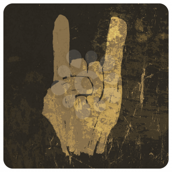 Grunge rock on gesture. Vector