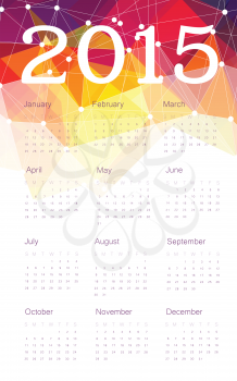 Calendar 2015 with triangles design, vector