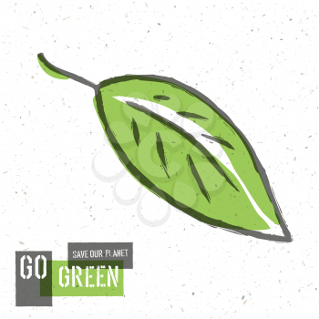 Go Green Concept Poster With Leaf Symbol. Vector