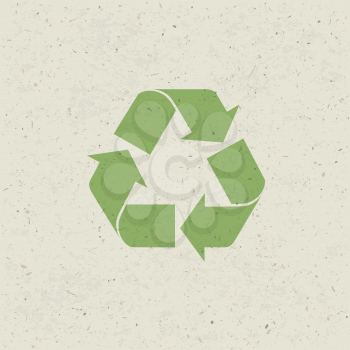 Recycled symbol on paper texture. Design set, Vector