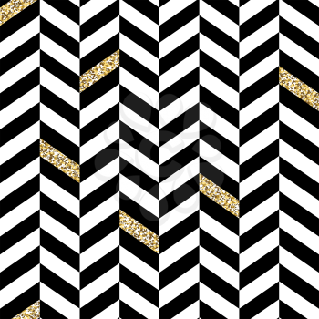 Classic Seamless Chevron Pattern. With Glittering Golden Parts