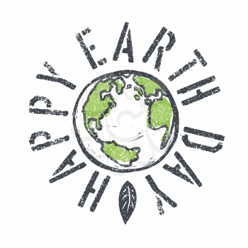 Happy Earth Day. Grunge lettering with Earth symbol
