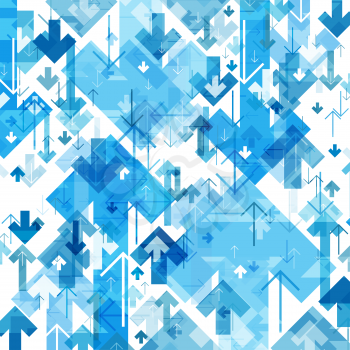 Blue Arrows Chaotic Pattern. Abstract background