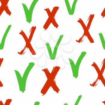 Check Marks Seamless Pattern. Vector Template