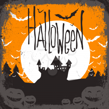 Halloween vector illustration with haunted castle