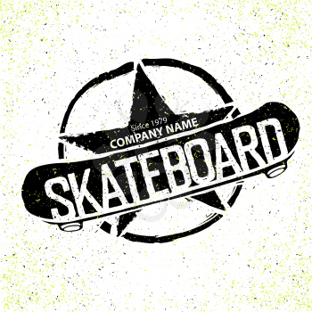 Vintage Skateboard Logotype. With star in circle sign. Can be used to print on T-shirts