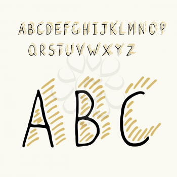 Thin Hand-drawn Hipster Shadowed Alphabet
