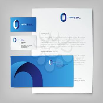 Corporate identity template. Abstract logo on letter envelope, business card and paper sheet