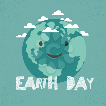 Earth Day Poster. Earth Illustration.  Celebration Card template