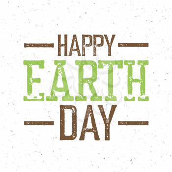 Vintage Earth Day Logo.  On recycled paper texture