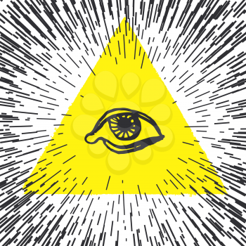 All seeing eye pyramid illustration. Freemason and spiritual.