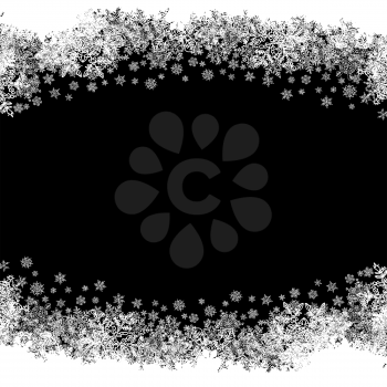 Christmas Border silhouette. Isolated center area for greeting. Black and white, vector.