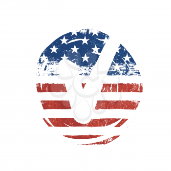 Voting mark. American lag background. Vote grunge vector symbol. Voting design presidential election. Retro styled icon.
