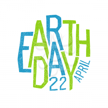 Earth day, 22 April. Holiday logotype design. 