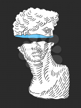 David statue background concept. Modern style background. Hand drawn vector doodle illustration.