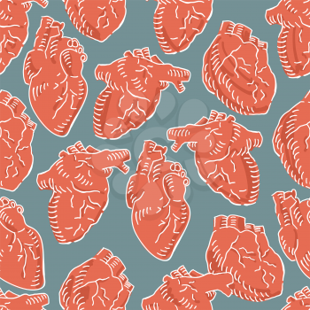 Anatomy hearts seamless background. Medical vector background