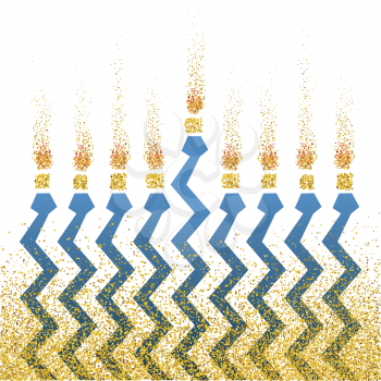 Menorah symbolic illustration with candle lights. Jewish candle holder. Festival of lights conceptual image. Golden light effect.